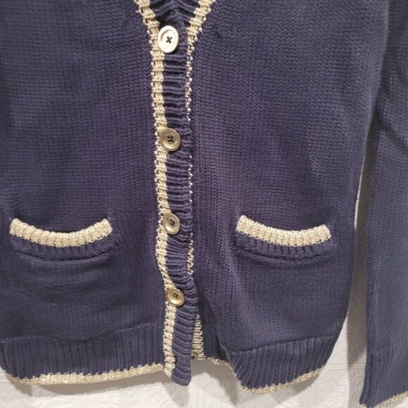 Juicy Couture y2k navy gold trim cardigan - Picture 6 of 10